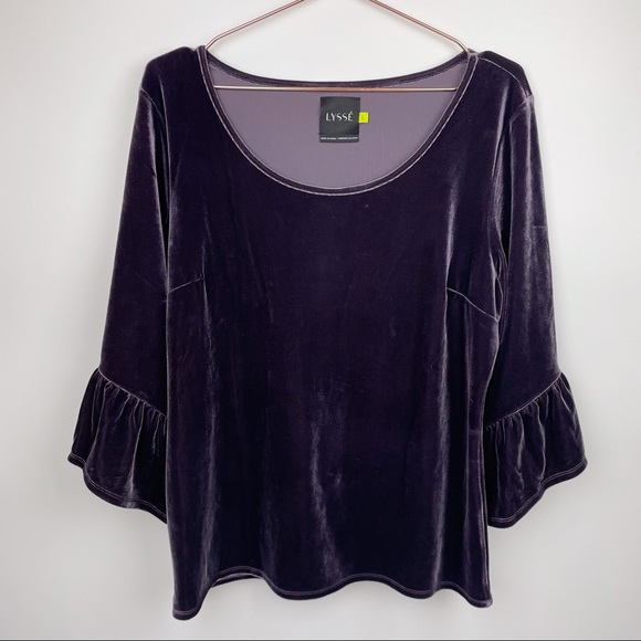Lyssé Remy Velvet Bell Sleeve Top Amethyst - Picture 3 of 8